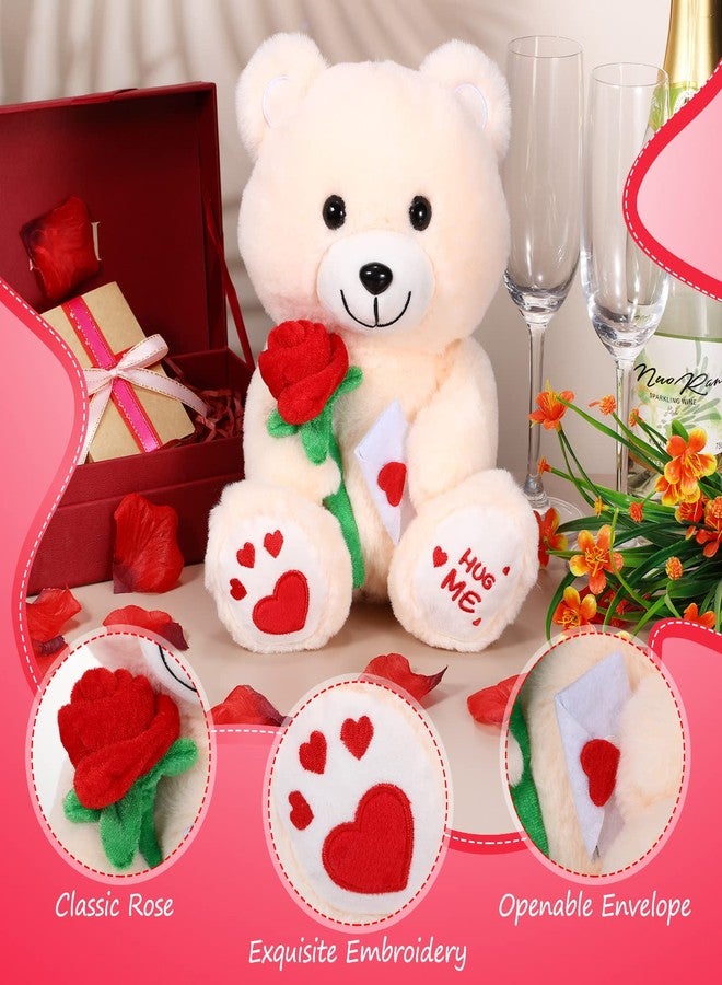 Chalyna 10 Inches Valentines Bear Stuffed Animal Gift Bear Toy with Rose Plush Stuffed Animal with Heart Rose Ositos Cariñositos Peluches for Girlfriend, for Valentines Birthday Festival Occasions - Image 3